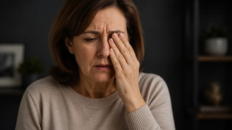 Person hält sich ein Auge bei plötzlich verschwommenem Sehen – Anlass für eine rasche Abklärung