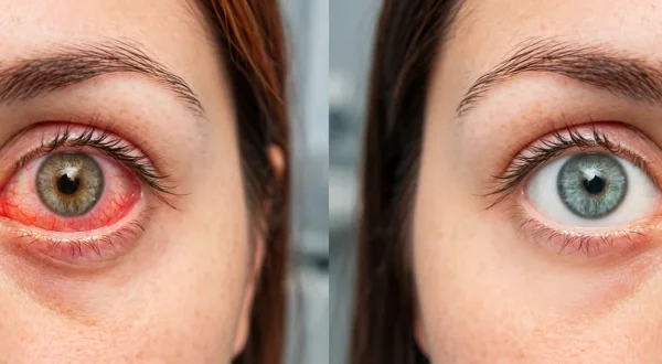 Trockene Augen – Vergleich gesundes und trockenes Auge, Meibomdrüsendysfunktion